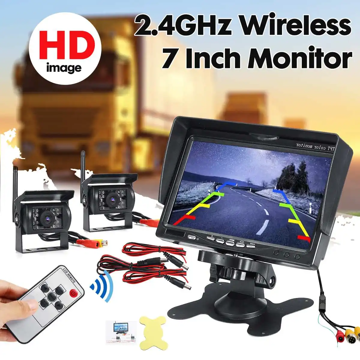 

7" Wireless Car monitor TFT High Definition Car Backup Rear Cameras Reverse Monitor For Truck Parking Rearview System