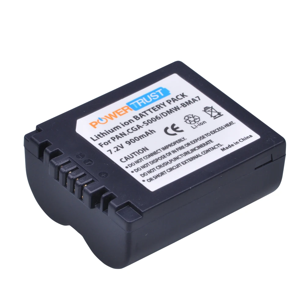 Аккумулятор PowerTrust CGA-S006 DMW-BMA7 S006A BMA7 S006E для Panasonic Lumix DMC FZ7 FZ8 FZ18 FZ28 FZ30 FZ35 FZ38 FZ50 |
