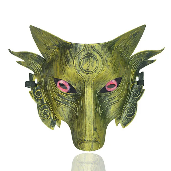 Strongwell Волчья личина, маска животного полное лицо волк головной убор оборотень голова Волка взрослый ребенок маска для Хэллоуина, ужасы вечерние Cos - Цвет: Eye Seal Gold