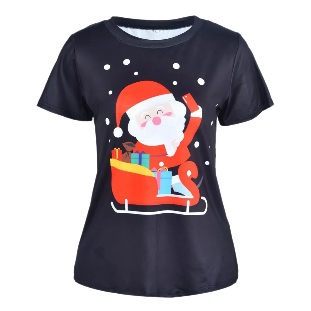 

Adults T-Shirt Christmas Unisex Printing Tees Shirt Santa Claus Short Sleeve O-Neck Tops for Christmas gift