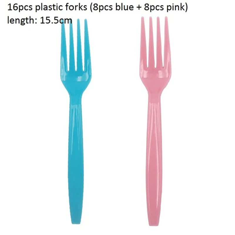 B04-16pcs forks Пол раскрывает вечерние украшения мальчик или воздушный шарик для девочек одноразовая Праздничная посуда детский душ детская вечеринка на день рождения украшения - Цвет: B04-16pcs forks