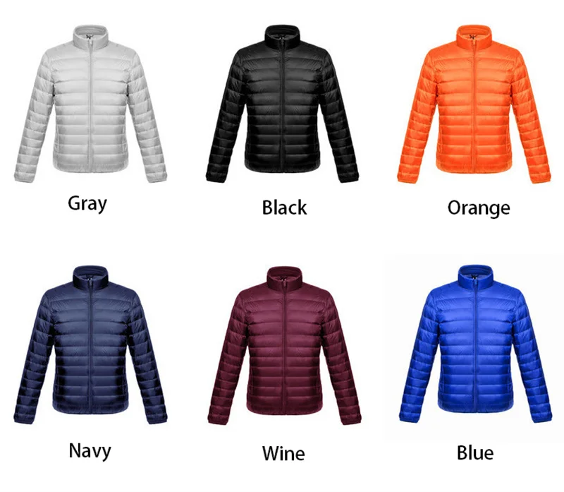 Men Down Jacket Autumn winter Ultra Lightweight Waterproof Packable Windproof 90% Stand CollarDown Coat Large Size Men Jackets