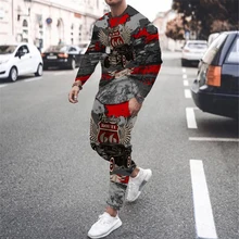 

3D Printed Oversized Men's Long T Shirts Suit Fashion Casual Loose 66 Letters Printed Jogging Set Male Streetwear Hip Hop Custom