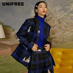 Unifree2021 abrigo a rayas para mujer, traje sencillo con personalidad, tendencia, Invierno