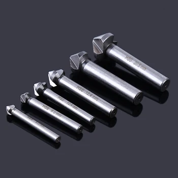 

6PC Chamfering Machine Three-Blade 90 Degree Full Grinding High-Speed Steel Chamfering Machine Woodworking Cutter Drill Hole Set