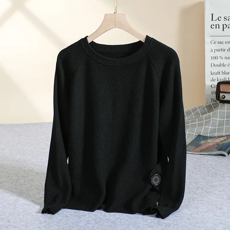Black SSYG735 GIGOGOU большой толстый женский свитер с круглым вырезом уличная трикотажный пуловер Топ Повседневная осенне-зимняя одежда Рождественский свитер - Цвет: Black SSYG735