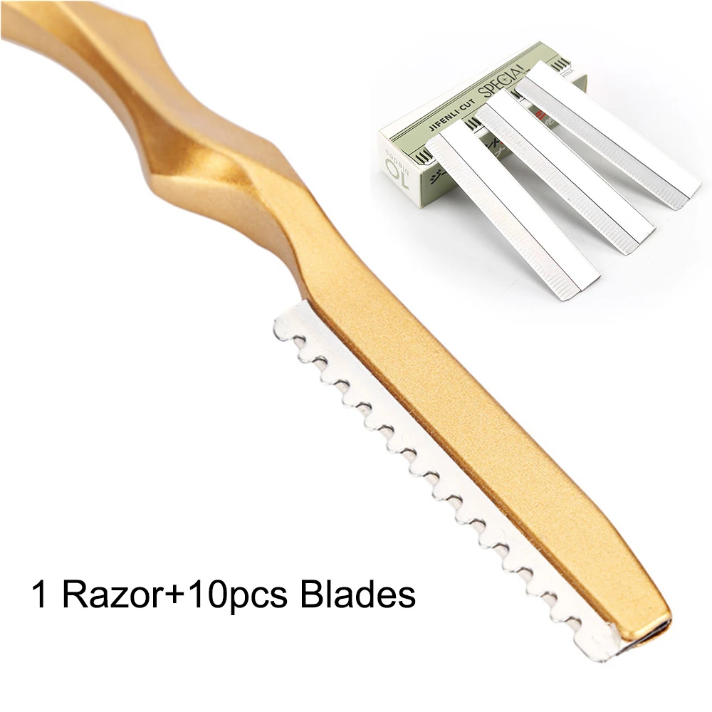 GOZLILI Safety Hair Cutting Razors for Hairdresser's Steel Barber Salon Thinning Tools+10pcs Blades Scraping Eyebrow Knife Kits (9)