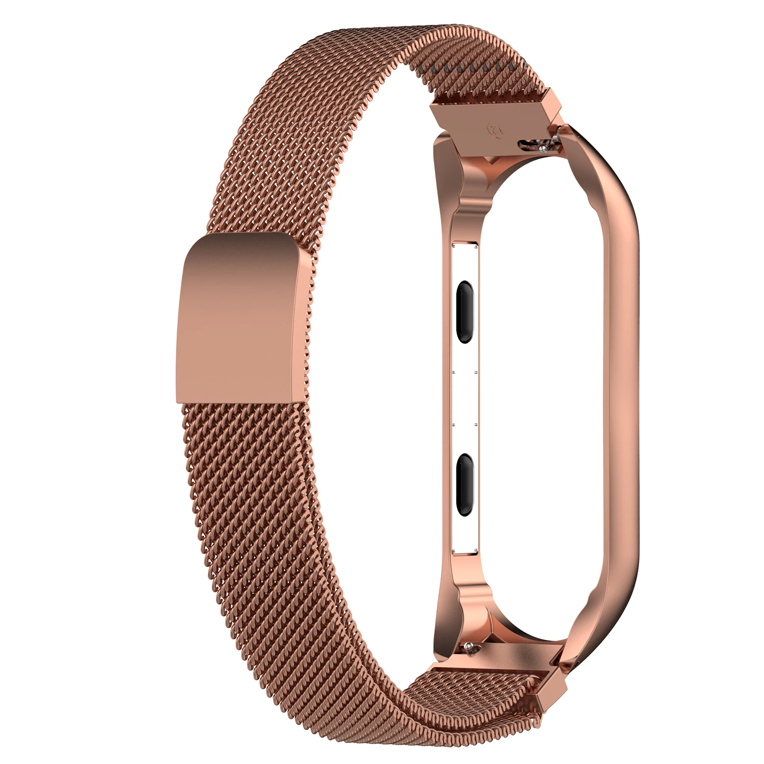 Браслет Xiao mi Band 3 4 из нержавеющей стали, магнитная застежка, mi lanese петля с металлической рамкой для mi Band 3 4, ремешок для браслета - Цвет ремешка: rosegold