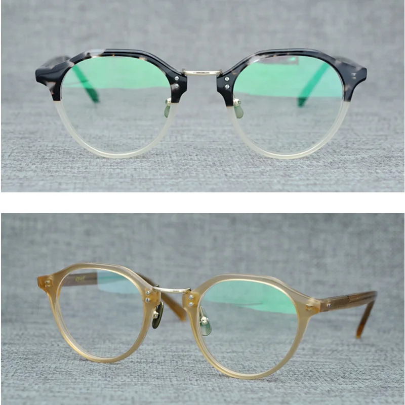 

Acetate Vintage Round Glasses Frame Men Retro Transparent Clear Lens Optical Eyeglasses Women Irregular Spectacle Frames Eyewear