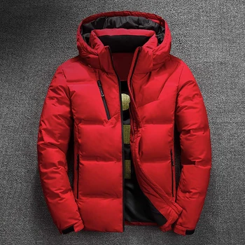 

2019 Winter Jacket Mens Quality Thermal Thick Coat Snow Red Black Parka Male Warm Outwear Fashion - White Duck Down Jacket Man