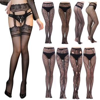 

Stockings Women Sexy Lace Erotic Open Crotch Pantyhose Thigh High Stockings Lace Mesh Hollow Out Crotchless Pantyhose Tights