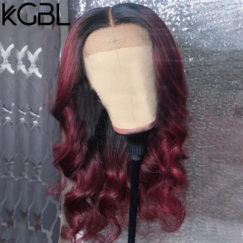 

KGBL Body Wave 13*4 1B/99J Colored Lace Front Human Hair Wig 8”-24" Middle Ratio Brazilian Remy Human Hair Wigs