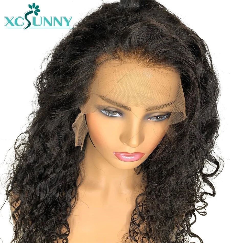 

13x6 Curly Lace Front Human Hair Wigs For Women Black Brazilian Remy Hair Pre Plucked Glueless With Baby Hair Free Part xcsunny