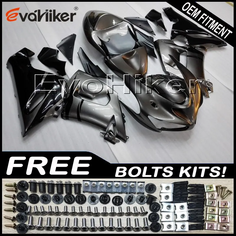 

Custom fairing motorcycle bodywork kit for ZX-6R 2005 2006 silvergray ZX6R 05 06 ABS motor panels