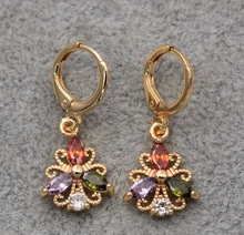  Classic Dangler Waterdrop Earrings Gold Plated Copper Stone Zirconia For Women Fashion Jewelry Accessories Wedding Party Gift 