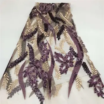 

Africa sequins Lace Fabric 2020 Latest French Laces Fabrics High Quality Tulle For Wedding Nigerian Net Lace Material YDAU261