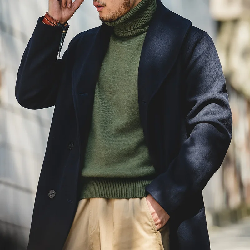 Maden Turtle Neck Knitted Sweater Men Solid Cashmere Soft Oversized Thick Warm Men Pullovers Tops Sweater Knitting Elastic