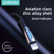 Joyroom 2.4a cabo usb para apple iphone 11 pro x xs max 8 7 6 mais carregador rápido com cabo de dados led sincronização de carga 1.2m 2m 3m