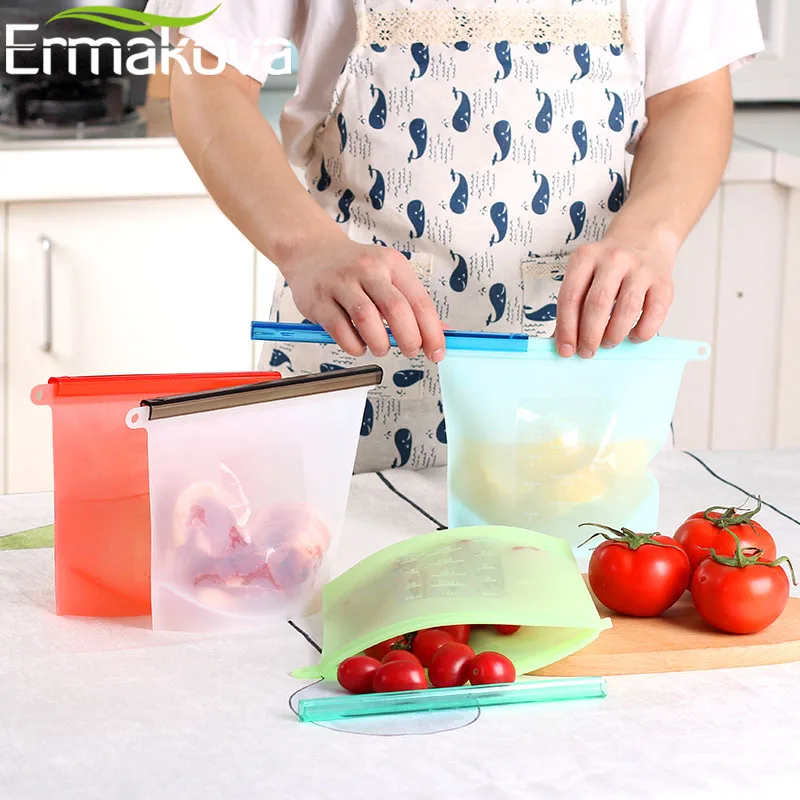 ERMAKOVA силиконовая сумка для хранения пищевых продуктов 1000 мл герметичное