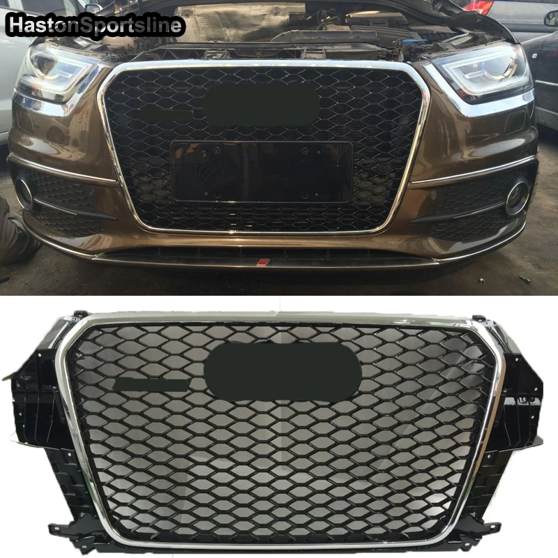 Q3 RSQ3 Style Front Sport Hood Grill Gloss Black for Audi Q3