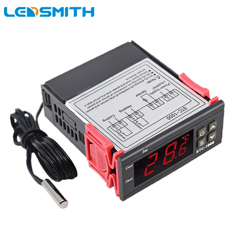 STC-1000 Digital Temperature Controller Thermostat Thermoregulator Relay LED 10A Heating Cooling Controller With NTC Sensor STC-1000 Digital Temperature Controller Thermostat Thermoregulator Relay LED 10A Heating Cooling Controller With NTC Sensor