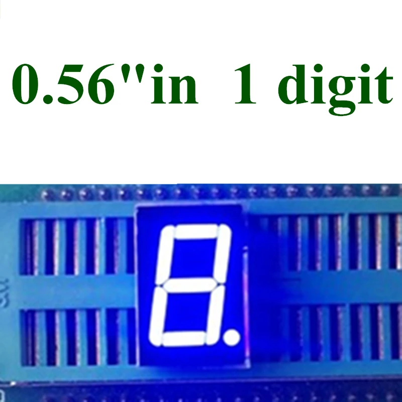 0.56" 0.56in Blue 7 Segment LED Display 0.56 inch 1 Bit Digital Tube Plastic Metal Common Cathode(Nixie tube)