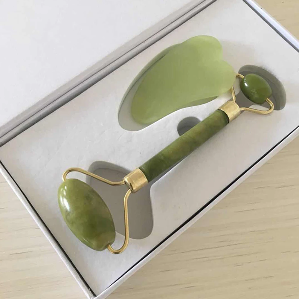 Натуральный нефритовый ролик массажный для красоты и скребок кожи костюм