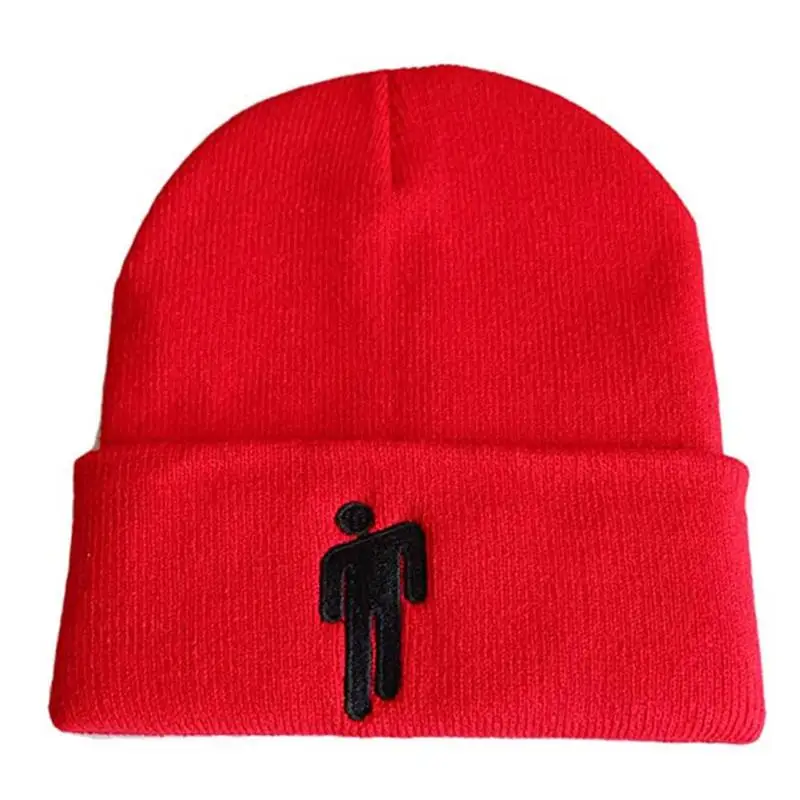 Вышитая Шапочка Для женщин Для мужчин вязаное, тёплое, зимнее шапки для мужчин и женщин однотонный хип-хоп Повседневное манжетами шапки-бини - Цвет: Красный