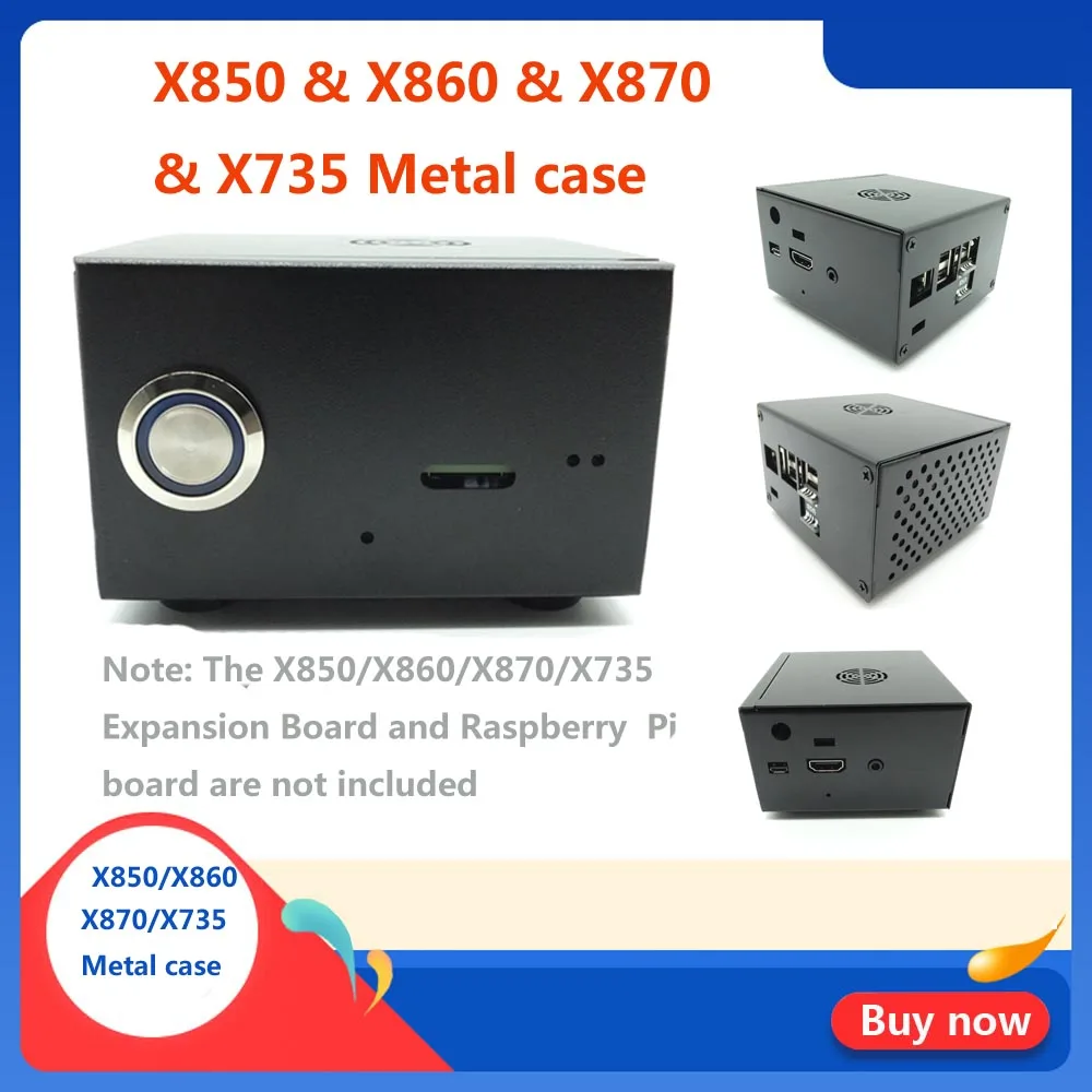 

Raspberry Pi X850 V3.0 Matching Metal Case+Fan+Power Control Switch, Enclosure with cooling Fan Kit for X870/X860 & X735 Board