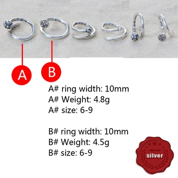

A25 S925 Sterling Ring Personality Fashion Retro Punk Street Dance Style Simple Cross Nail Letter Shape Give A Gift Hot Party
