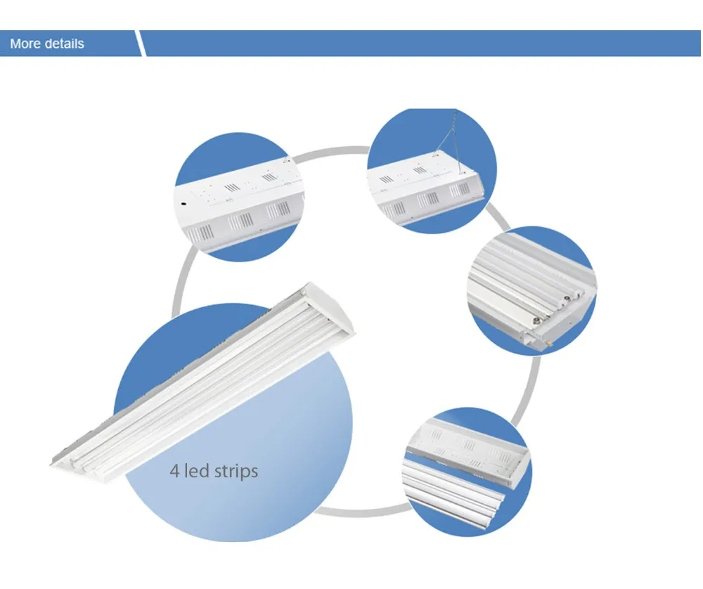 Commercial meeting room replace t8 flicker free ceiling led troffer fixture 130lm/w 2ft 4ft 5ft office linear high bay light