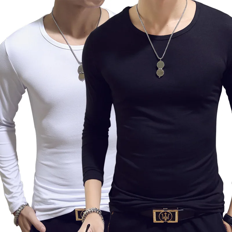 

2020 Spring Autumn Army Fan Men's T-shirt Long Sleeve Slim Multicolor Solid Color Round Neck Pullover Men's Bottoming TShirt