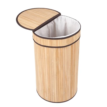 

Bamboo Weaving Laundry Hamper Bamboo Laundry Basket with Lid Dirty Clothes Storage Baskets Foldable