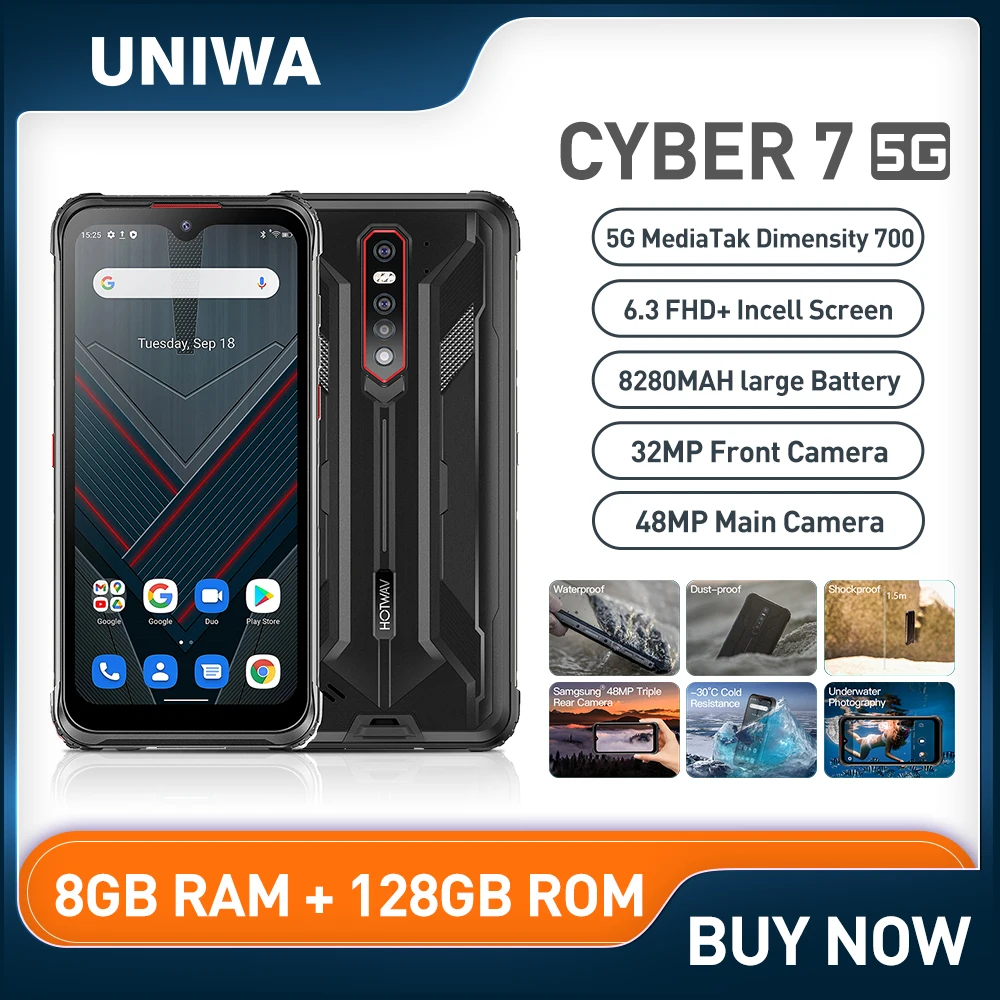Hotwav Cyber 7 5g Global Version Waterproof Android 11.0 Smartphone 8gb ...