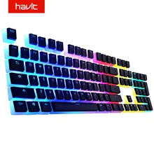 Havit-teclas de doble disparo con retroiluminación, PBT Pudding, juego de teclas con extractor, compatible con teclado mecánico Cherry MX, blanco y negro