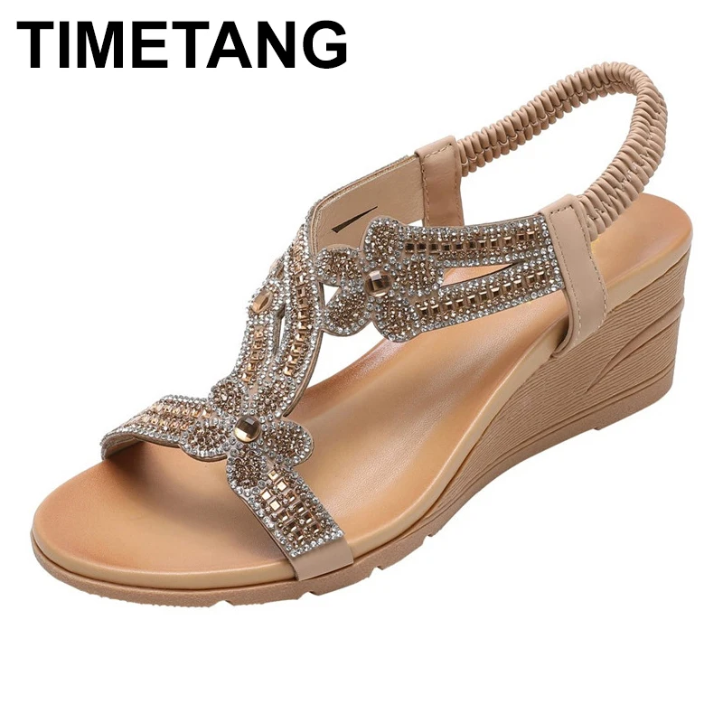 TIMETANG Summer shoes women bohemia ethnic flip flops soft flat sandals woman casual comfortable large size wedge sizes | Обувь