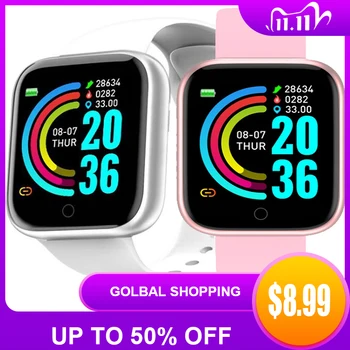 

D20 pro Smart Watch Sports Fitness Tracker Y68 Smart Wristband Heart Rate Blood Pressure Blood Oxygen Smartwatch For IOS Android