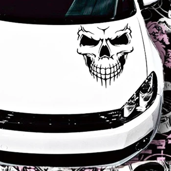 

59*53CM Punk Skeleton Car Hood Sticker Skull Body Decals Vinyl Motorcycle Car Styling Black/Silver