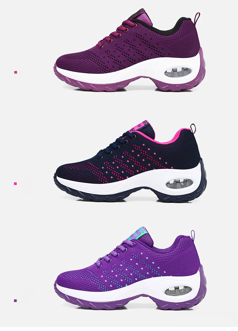 Walking Shoes 2021 New Women Breathable Casual Shoes Outdoor Light Weight Frenulum Casual Walking Platform Ladies Sneakers Black