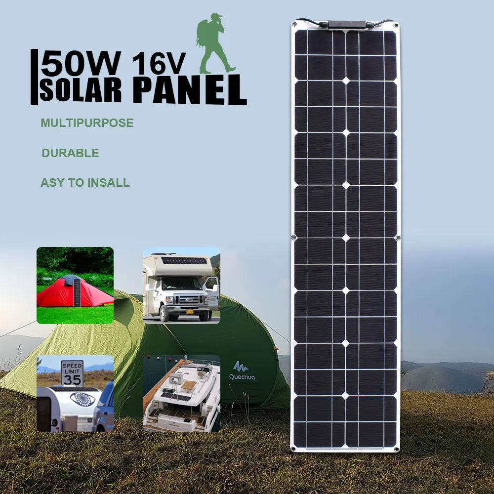 12v PET Гибкая 50W солнечная панель с изоляционным задним листом монокристаллические