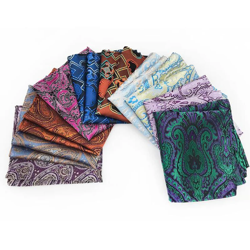 Pocket Square Men's Classic Red Purple Print Dot Silk Handkerchiefs Business Casual Wedding Gift