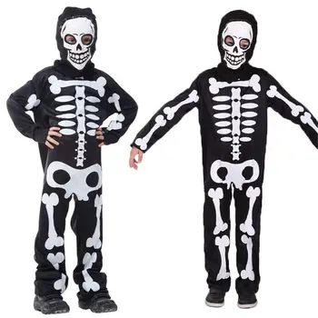 

New Skull Ghost Children Cosplay Hallowean Skeleton Costume Kids Boy Masquerade Party suit Anime