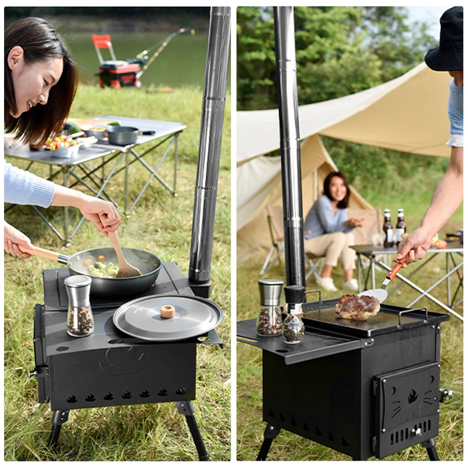 Portable Foldable Wood Burning Stove Heavy Duty Removable Camp Tent Stove  With Chimney Pipe For Tent Shelter Heating Cooking - Outdoor Stove u0026  Accessories - AliExpress