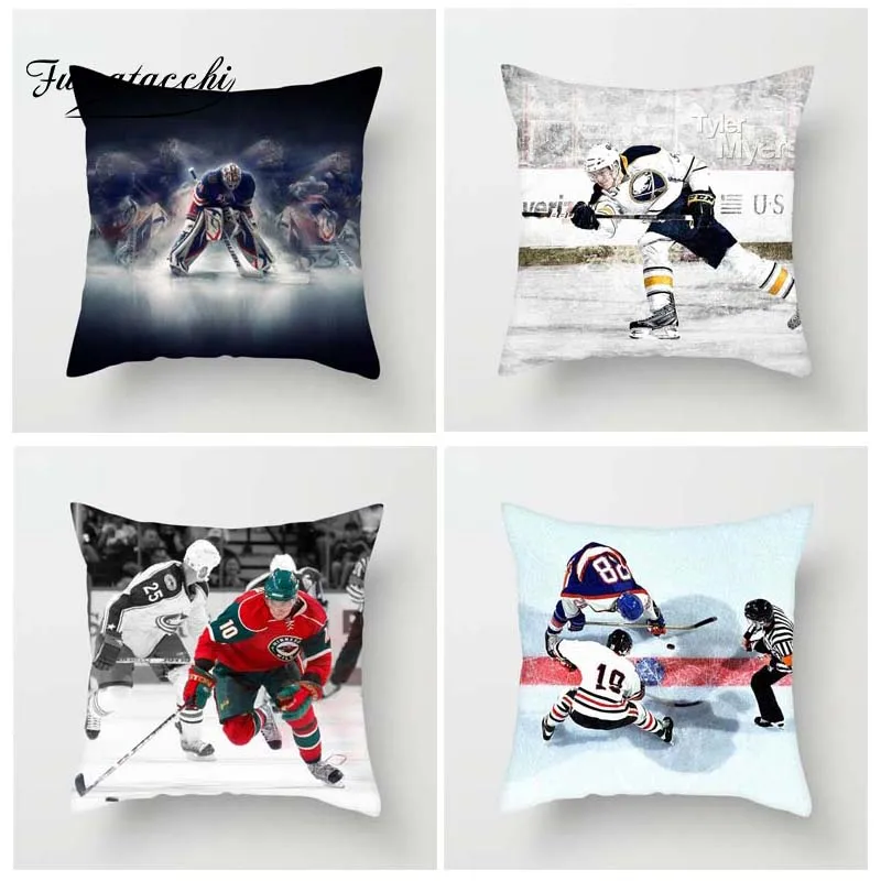 

Fuwatacchi Ice Hockey Match Cushion Cover Athlete Photo Throw Pillow Cover Decorative Pillow Cover Sofa Pillow Case 2019