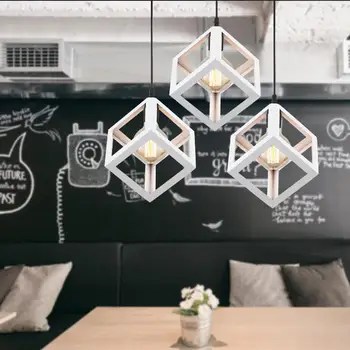 

E27 Bulb Cage Guard Ceiling Pendant Square Cover Shade Light Bar W/Cable