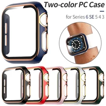Aliexpress - Two-color Glass Film with PC Cover for Apple Watch Case Series 6 SE 5 4 3 Screen Protector Bumper for Iwatch 40mm 44mm 38mm 42mm