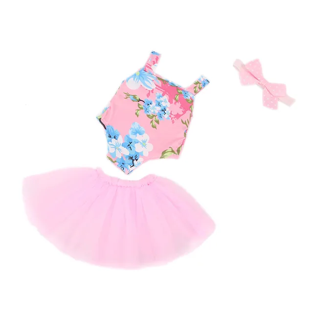 Doll Clothes Pink Skirt Flamingo Bkini,Bunny Hairpin,Shoes For 18Inch American Toy&43cm Born Baby Doll Accessories Birthday Gift n380
