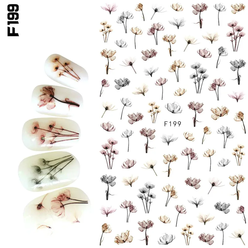 

Ultrathin Nail Art Flowers Stickers 3d Watercolor Self-adhesive Decals Nailart Tips Cute Manicure Decors Spring Manicure Design