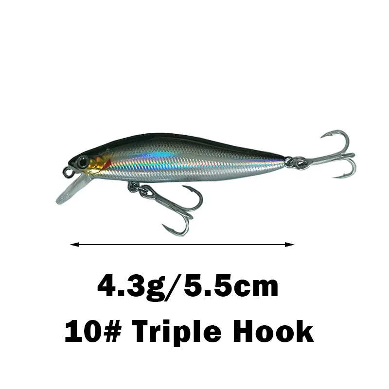 OUTKIT 1 Stück Angelköder Minnow 4,3 g sinkender künstlicher Köder 3D-Augen Kunststoff-Wobbler Tackle Pesca Far-Casting-Magnetsystem – Detail 3