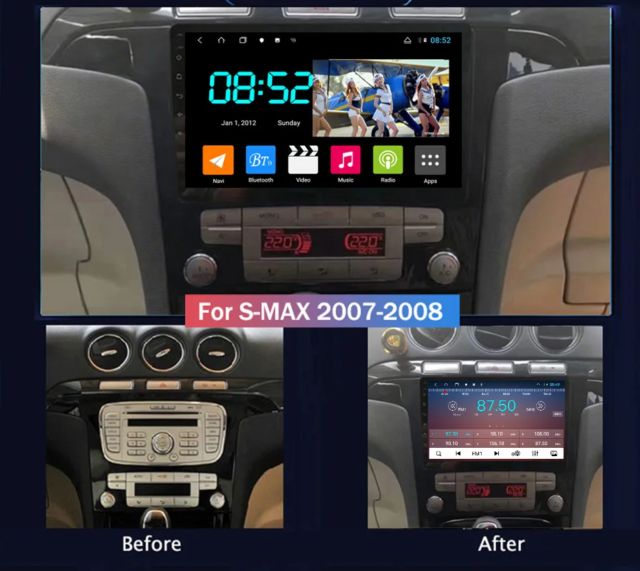 DSP 4+ 64 Android 8,1 автомобильный DVD 2din Автомагнитола gps Navi система для Ford S-max 2007-2008 Автомобильный gps навигатор стерео Wifi головное устройство